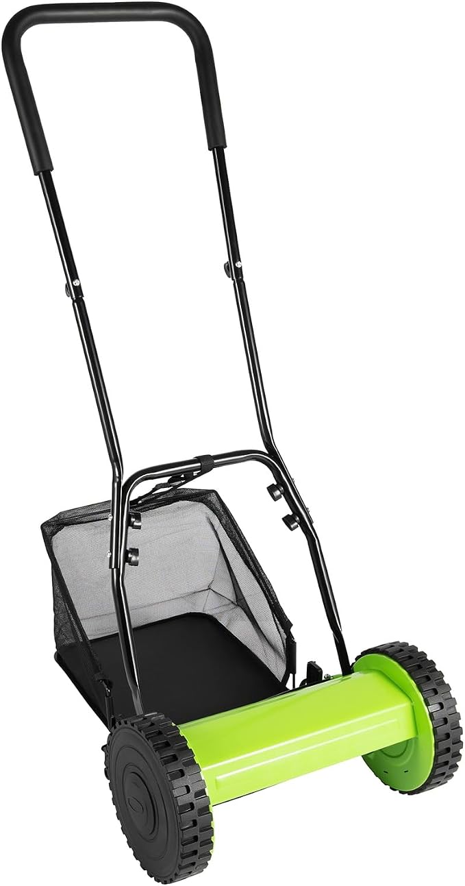 11.81inch 5-Blade Manual Lawn Mower, 0.47-1.77 inches Adjustable Height Push Walk Behind Reel Lawn Mower, Quiet Grass Cutter for Garden, Yard, Factory Greenings, Meadow Forests