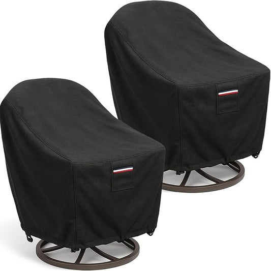 Waterproof Patio Chair Covers, 35W x 37D x 36H inches Heavy Duty Outdoor Furniture Protection Cover Weather Resistant 600D Oxford 2-Pack, Black