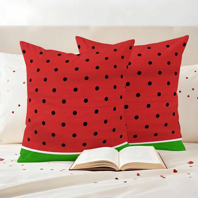 JasmineM Outdoor Pillow Cover 20x20 Inches Set of 2 Watermelon Fruit Waterproof Throw Pillow Covers Red Green Decorative Pillowcases Garden Cushion Case for Patio Couch Sofa