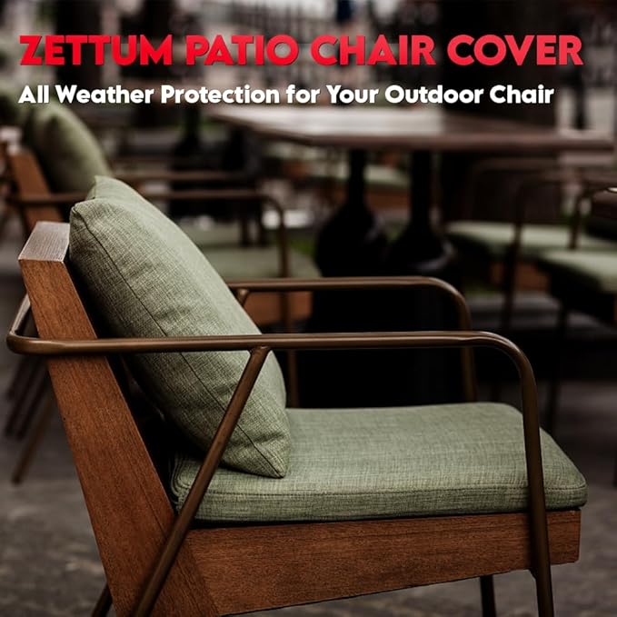 Zettum Patio Chair Cover - 600D Outdoor Chair Cover Waterproof & Heavy Duty, Lawn Lounge Deep Seat Furniture Cover for Swivel Chair, Wicker Chair, Rocking Chair, Single Sofa Chair - 32 x 38 x 31 Inch