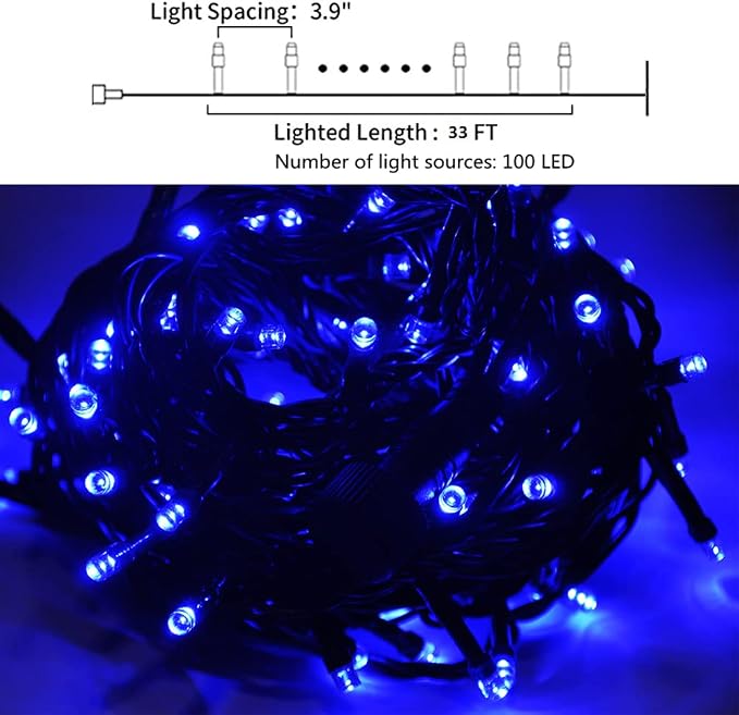 33ft 12V Low Voltage String Lights-Low Voltage Landscape Lights-Works with Landscape Lighting Systems -for Indoor Outdoor Xmas Tree Wedding Party Decoration（Blue）