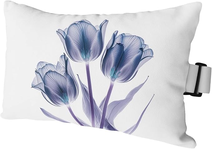 Outdoor Pillows Covers with Inserts Abstract Transparent Flower Tulip Blue Purple Waterproof Recliner Pillow with Adjustable Strap Throw Pillows for Patio Furniture Pool Lounge Chair, 11x16 inch, 1PCS