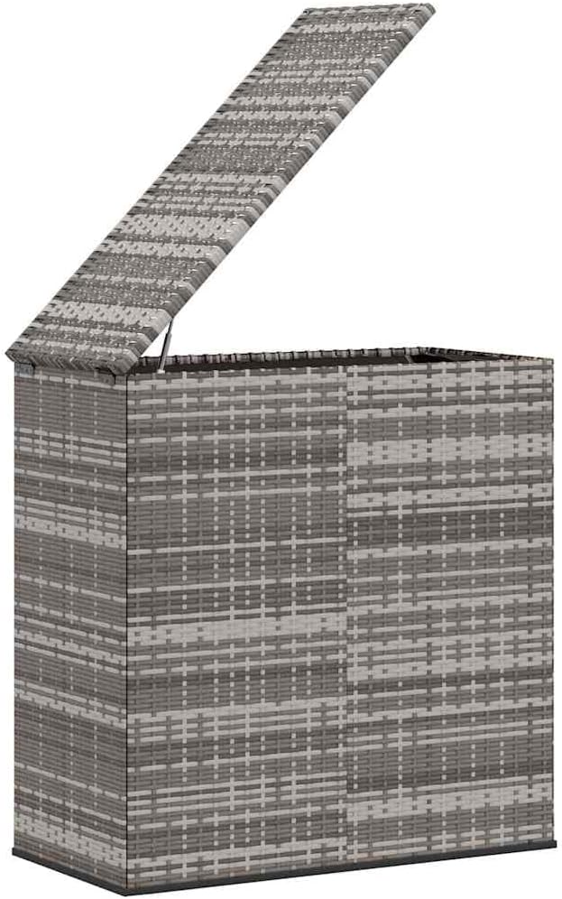Simplistic PE Rattan Garden Storage Box with Powder-Coated Steel Frame and Gas Lift, Gray Cushion Chest for Patio and Indoor Use