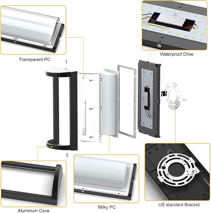 Modern Outdoor Wall Lights,Exterior Wall Sconce Lighting Fixtures,LED Wall Mounted Lamps,Matte Black Porch&Patio Light,IP65 Waterproof for Hallway Stairs Gardens(6000k)
