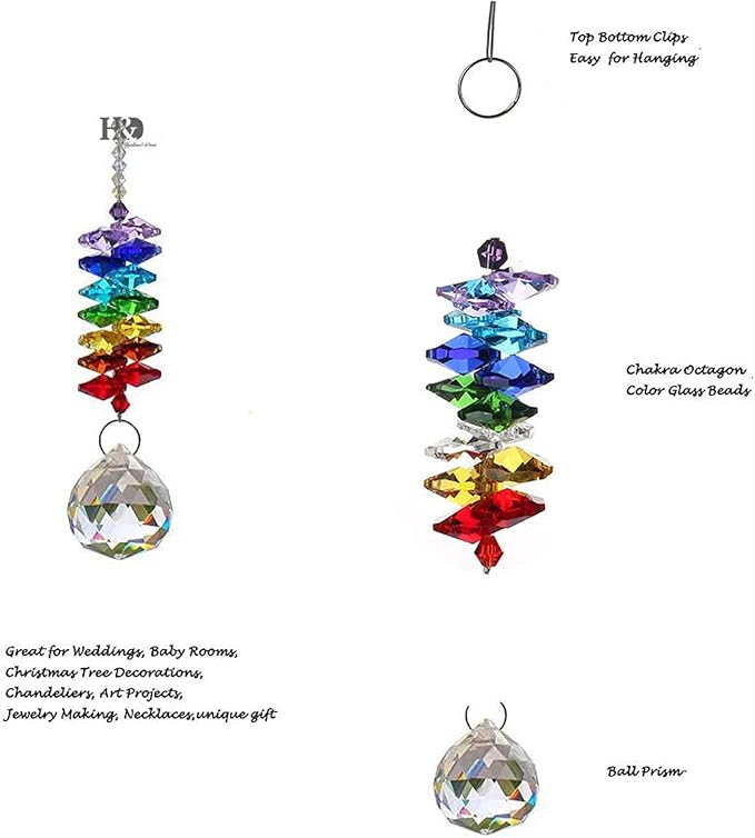 H&D Hyaline&Dora H&D 30mm Chandelier Crystals Ball Prisms Rainbow Octogon Chakra Suncatcher for Gift