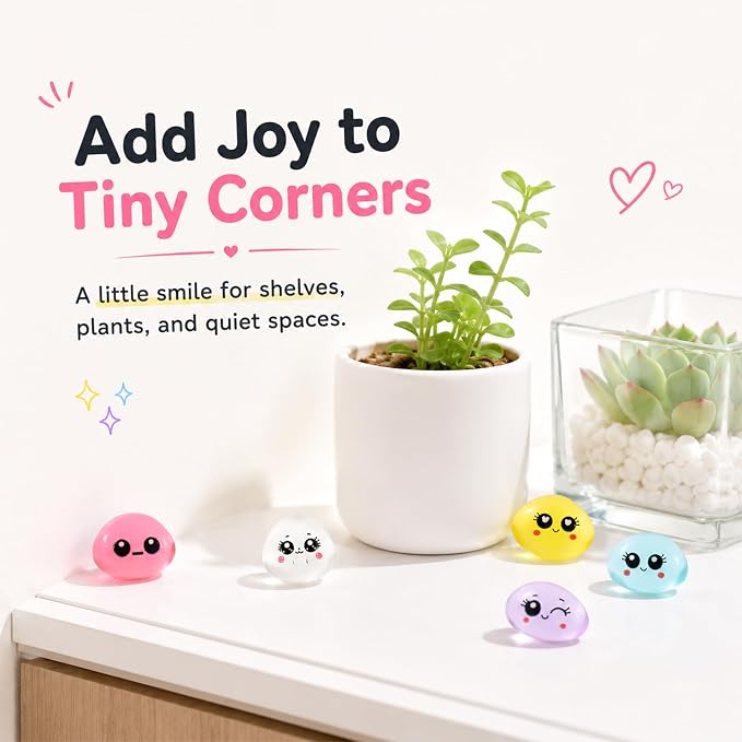 48 Pcs Mini Resin Expression Stones for Adult, Mini Trinkets, Figurines | Funny Meme Faces Figures for Desk Decor, Versatile for Miniature Landscapes, Potted Plants & DIY Crafts, Cute Party Favors