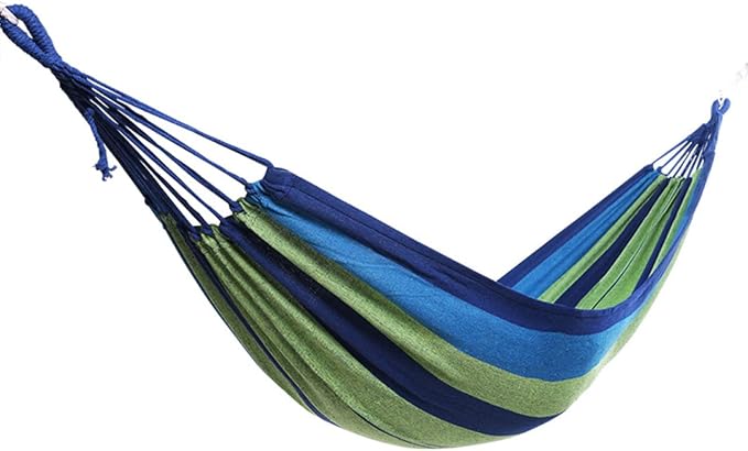 SUPVOX Double Canvas Swing Hammock for Two Adults, Thickened Widened Outdoor Hanging Hammock, Portable Travel and Garden Swing in Blue