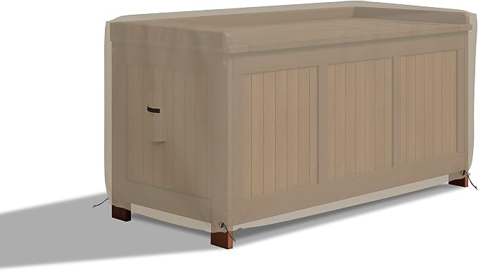 Covers & All Patio Deck Box Cover - Heavy Duty 12 Oz Waterproof Outdoor Yard Cushion Storage Box Protection 100% Weather Resistant with Air Pockets and Drawstring. (52" W X 27" D X 27" H, Beige)