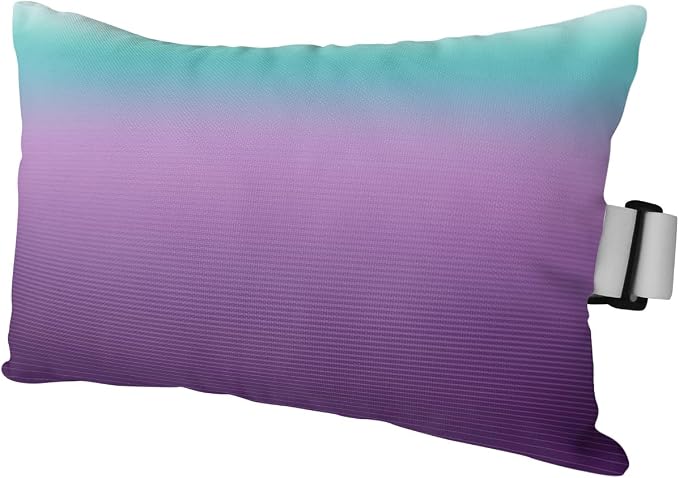 Outdoor Pillows Covers with Inserts Teal Turquoise Purple Ombre Stripe Line Gradient Waterproof Pillow with Adjustable Strap Throw Pillows for Patio Furniture Pool Lounge Chair, 12x20 Inch, 1PCS