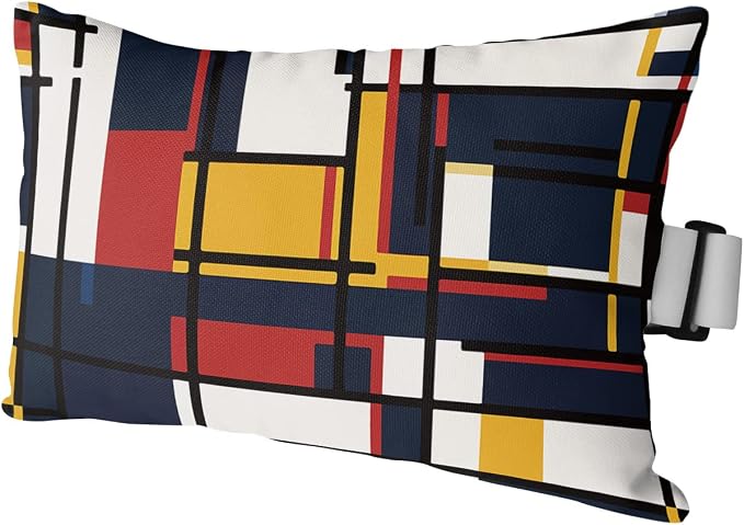 Outdoor Pillows Covers with Inserts Abstract Geometric Blue Orange Red Blocks Waterproof Recliner Pillow with Adjustable Strap Throw Pillows for Patio Furniture Pool Lounge Chair, 11x16 inch, 1PCS
