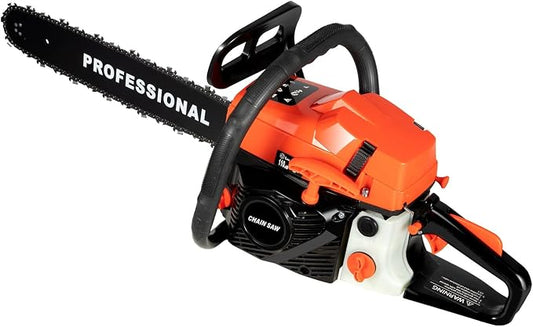 58CC 2-Stroke Gas Chainsaws, Gas Powered Chain Saw with Brake Baffle & Automatic Lubrication System, Handheld Petrol Chainsaws for Cutting Wood Tree Trimming