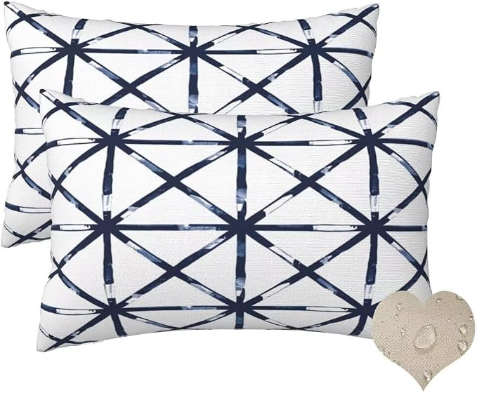 Outdoor Pillows Waterproof Set of 2 Outdoor Pillow Covers 16x24 Inch, Modern Throw Pillows Striped Pillow Covers, Garden Decorative Pillows Outdoor Pillows for Patio Furniture Car Home Decor -hs345