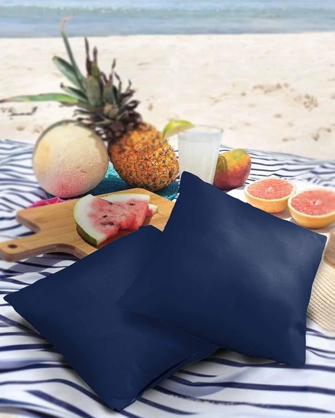 Outdoor Waterproof Throw Pillow Covers Set of 2 Navy Blue Pillowcases 16x16 Inches Solid Color Patio Decorative Pillows Cushion Case Patio Pillows for Couch Bed Chair Garden