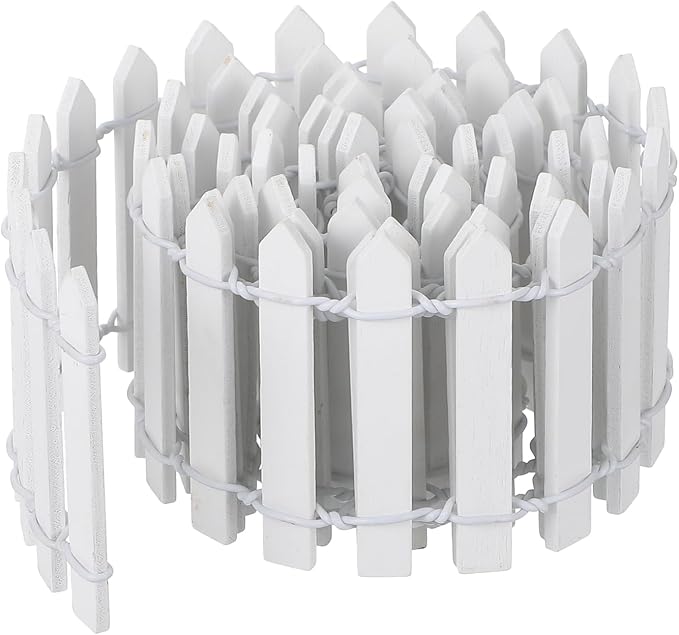 Bewudy 35 Inches Mini Fairy Garden Fence, Small Wood Decorative Picket Fence, White Picket Fence Miniature Ornaments for Dollhouse Plant Pot Fairy Garden Accessories Outdoor
