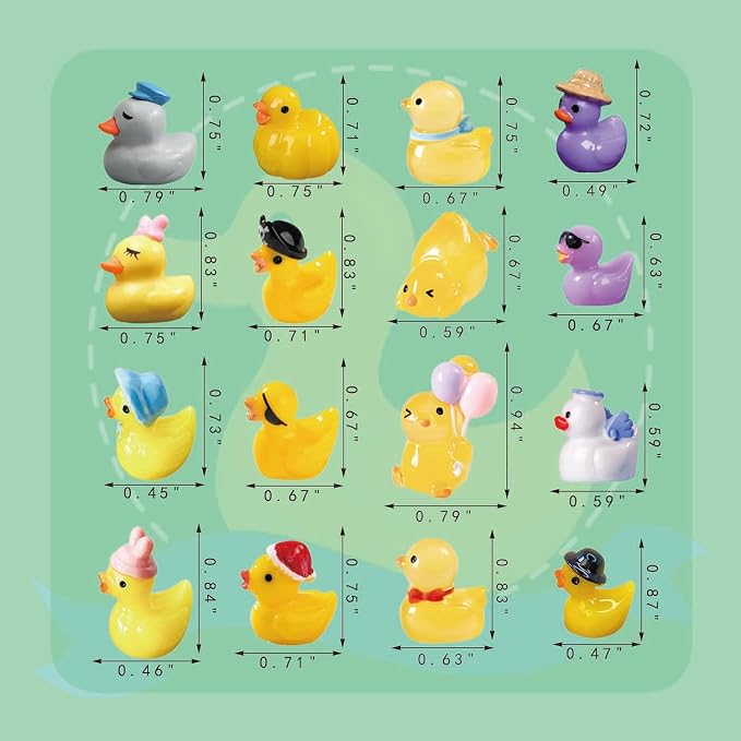U-Zimikee 70 Pcs Multicolor Mini Resin Ducks, Tiny Ducks to Hide, Little Ducks Figurines Small Miniature Ducks Figures Bulk for Fairy Garden, Dollhouse Decoration Micro Landscape Ornament