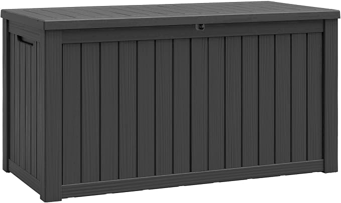 NUNU LAB 180 Gallon Outdoor Storage Box Waterproof, Outside Package Delivery Deck Boxes with Lockable Lid, Backyard Storage Bin For Garden Tools, Patio Cushions, Black
