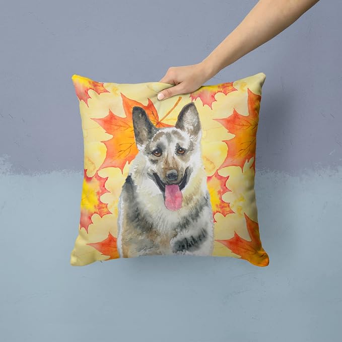 Caroline's Treasures BB9910PW1414 East-European Shepherd Fall Fabric Decorative Pillow, Yellow Machine Washable, Indoor Outdoor Decorative Pillow for Couch, Bed or Patio, 14Hx14W