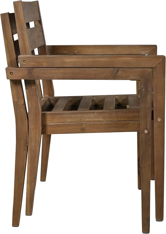 RUNNA 7-Piece Outdoor Patio Dining Set,Acacia Wood Outdoor Dining Table and Chairs Set with Armrest Chairs with Cushions for Patio, Balcony Or Backyard (Burly Wood/Acacia Wood)