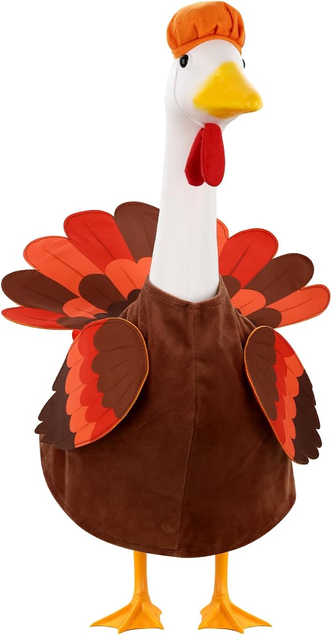 Thanksgiving Goose Outfit Turkey Goose Costume for Outdoor Garden Decor | for 23''H Plastic/Cement Statues, Patio Lawn Yard Decorations