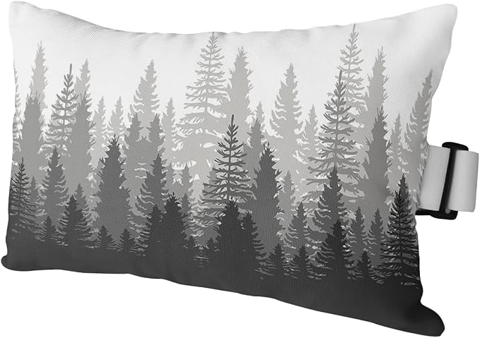 Outdoor Pillows Covers with Inserts Forest Tree Silhouette Dark Gray Abstract Gradient Waterproof Pillow with Adjustable Strap Throw Pillows for Patio Furniture Recliner Lounge Chair, 12x20 inch, 1PCS