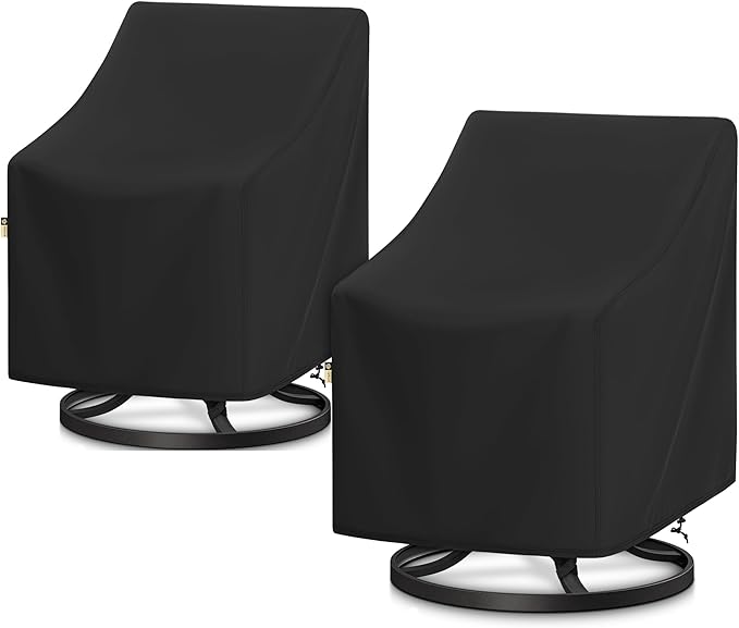 Arcedo Waterproof Outdoor Chair Covers 2 Pack for Lawn Furniture, Patio Lounge Deep Seat Swivel Chair Cover Fade Resistant All Weather Protection, 34”W x 30”D x 38.5”H, Black