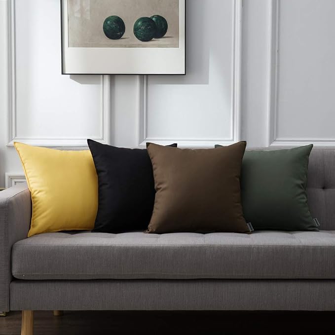 MIULEE Pack of 2 Decorative Outdoor Waterproof Pillow Covers Yellow Bundle 18x18 Pillow Inserts Set of 2 Square Decorative Throw Pillows