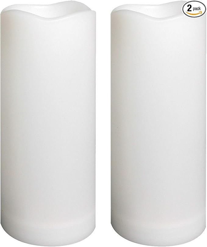 Waterproof Outdoor Flameless Pillar Candles with Timer Battery Operated Electric LED Candle Set for Gift Home Décor Party Wedding Supplies Garden Halloween Christmas Decoration, 2 Pack, 3” x 7”