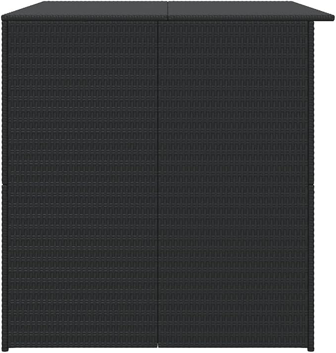 Large Outdoor Storage Box, 59 Inch Black PE Rattan Deck Box with Powder-Coated Steel Frame, Rectangular Garden Organizer for Patio Cushions, Tools and Backyard Supplies