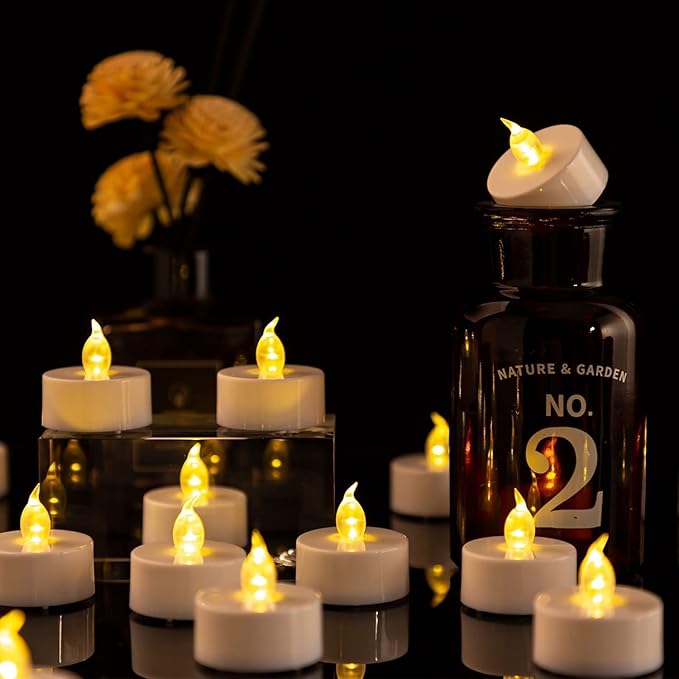 Tea Light, 200 Pack Flameless LED Tea Lights Candles Flickering red 200+ Hours Battery-Powered Tealight Candle. Ideal for Party, Wedding, Birthday, Gifts and Home Decoration