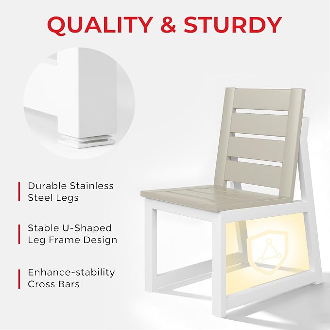 Costaelm Stinson Outdoor Patio HDPE Dining Side Chair, Sand
