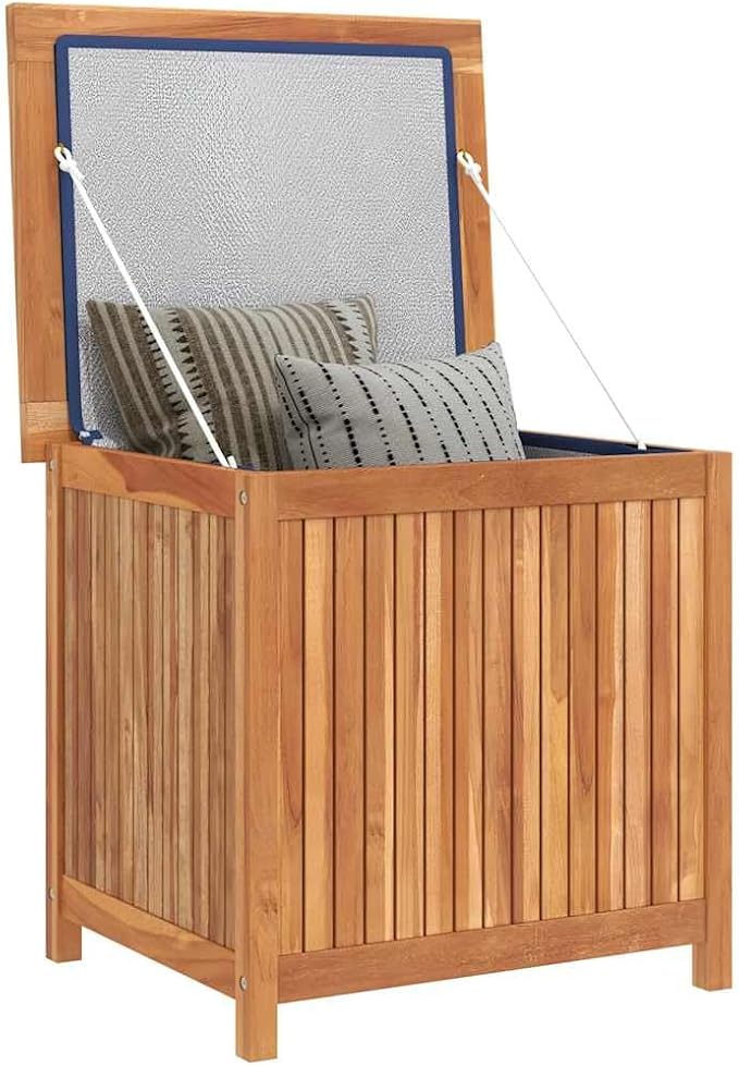 Wood Deck Box, Garden Backyard Storage Container for Patio Furniture Cushions and Gardening Tools, 23.6"x19.7"x22.8",-711