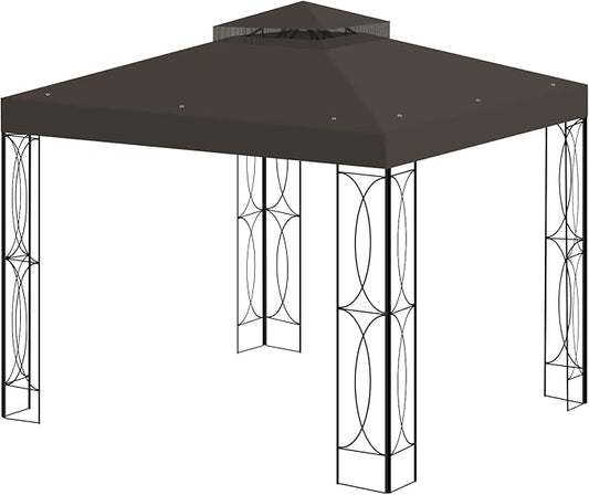 8'x8' Gazebo Top Canopy Replacement Cover - Double Tier Top Canopy Cover Replacement with UV30+, Dirt, Water Resistant for Outdoor, Garden, Pavilion (Coffee)