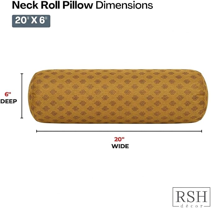 RSH DECOR: Sunbrella Neck Roll Pillows Set of 2 | 20” x 6” | Outdoor Bolster for Patio, Deck, Porch, or Poolside Furniture | Water & Fade-Resistant | Made in USA (Trinket Teak)