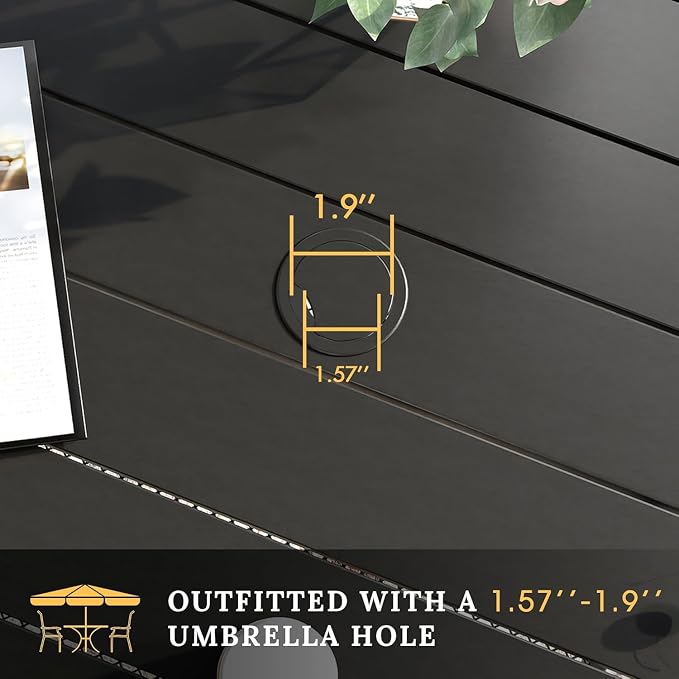 VICLLAX Patio Dining Set for 4-40.6" Round Table & Cushioned Seats, Black