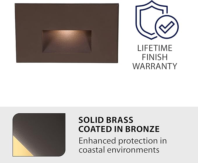 WAC Landscape Lighting, LEDme 120V LED Horizontal Indoor and Outdoor Step and Wall Light 3000K Built-in LED in Solid Brass Coated with Bronze