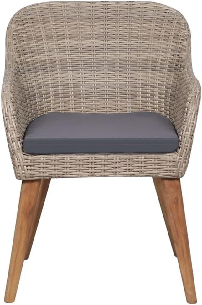 BOWERY HILL Contemporary Patio Dining Set, Weather-Resistant PE Rattan, Brown and Dark Gray Finish, 7-Piece Set with Cushions, Seats 6, 39.4 x 78.7 x 29.1 in., Outdoor Garden or Terrace Furniture