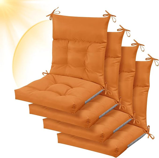 Sintuff 4 Pcs 44 x 21 x 4 Outdoor Chair Cushion Patio Chair Cushions Seat/Back Tufted Pillow with Ties Water Resistant Replacement Indoor Patio Furniture Outdoor Furniture (Solid Color,Orange)