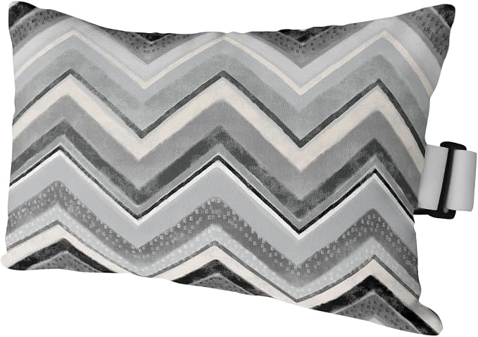 Outdoor Pillows Covers with Inserts Northern Europe Grey Geometric Wave Stripes Waterproof Recliner Pillow with Adjustable Strap Throw Pillows for Patio Furniture Pool Lounge Chair, 11x16 inch, 1PCS