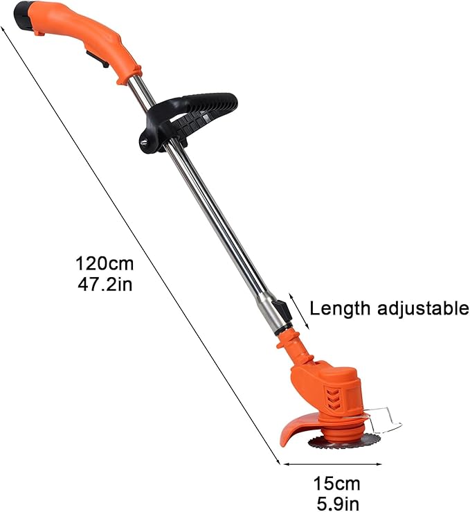 Cordless String Trimmer with Fast Charger, 2 X 2.1Ah Battery Powered Weed Wacker with Auto Line Feed, 21V Weed Eater, Lawn Edger, Cordless Grass Trimmer/Wheel Edger/Mini-Mower/Brush Cutter (Red A)