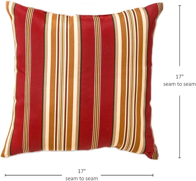 Greendale Home Fashions Outdoor 17-inch Square Decorative Throw Pillow, 2-Pack, Tuscan Stripe