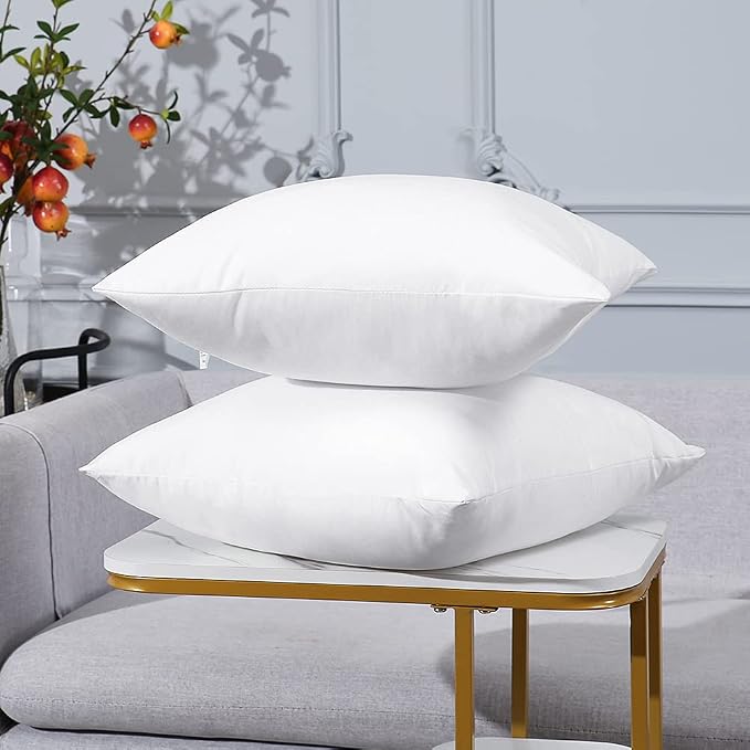 OTOSTAR Waterproof Outdoor Throw Pillow Inserts, Set of 4 Water Resistant Square Form Cushion Stuffer for Garden, Bench, Patio - Decorative Outdoor Sofa Pillows Inserts White, 20x20 Inches