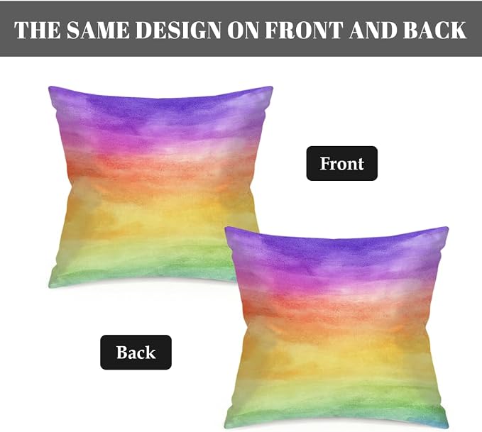 22x22 Inch Outdoor Pillow Covers Set of 2 Waterproof Throw Pillow Covers Decorative Couch Cushion Covers Watercolor Rainbow Square Pillowcases Protectors for Patio Garden Sofa