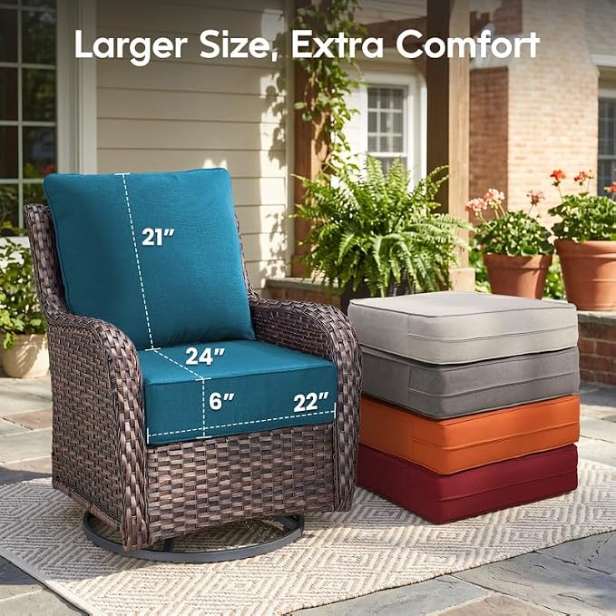 Luxury 22*24*6in Outdoor Patio Cushions, 8 Pieces Malachite Outdoor Cushion | 6'' Thick Outdoor Cushions, Water-Resistant, Reversible, Removable Cover, for Patio Chairs Sofa Couch Loveseat