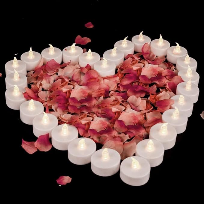 Battery Operated Tea Lights Candles,Flameless Led Electric Fake Candle, 50 Pack Realistic Flickering Votive Tealights, Long Lasting 200+Hours,for Wedding Party Home Decoration (Warm White)
