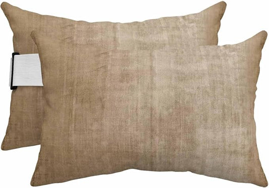 Outdoor Lumbar Pillows 11x16 Set of 2, Vintage Brown Waterproof Throw Pillow Covers with Insert, Modern Abstract Retro Art Decorative Pillowcase Cushion for Couch Sofa Bed