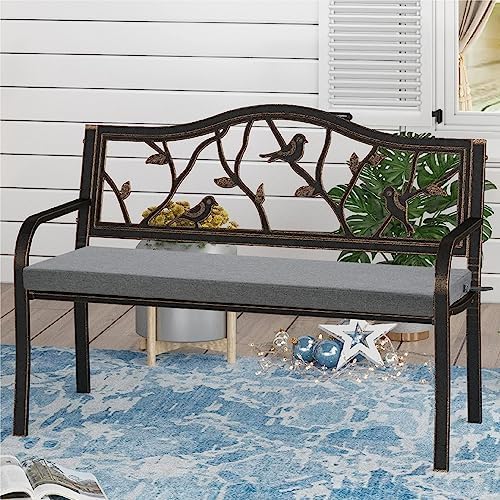 FUNHOME Outdoor Bench Cushion Covers,42" x 18" x 3", No Insert! Patio Cushion Covers Replacement for Outdoor Furniture,Water Resistant Patio Loveseat Cushion Covers 1 Pack, Grey(Covers ONLY)