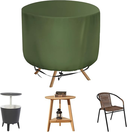 Patio Table Chair Cover (Green), 23" DIA X 18"H, Portable Propane Grill covers, Outdoor Patio Furniture Cover Waterproof for Coffee Table, Hot Tub Side Table with 7.5 Gallon Cool Bar and Wine Cooler