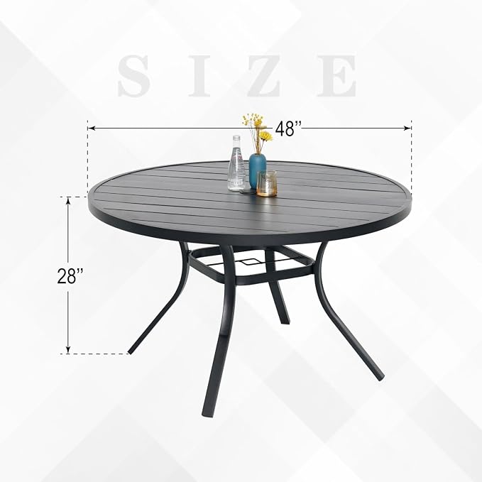 Outdoor Dining Table with 4PCS Swivel Chairs,48" Round Patio Table with Adjustable Umbrella Hole,Stable Patio Dining Set for Home or Outside