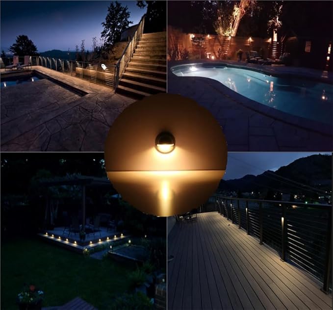 FVTLED WiFi Deck Lights, WiFi Controlled 20pcs Low Voltage LED Deck Lights Kit Φ1.38 Outdoor Recessed Step Stair Warm White LED Lighting Compatible with Alexa Google Home, Black