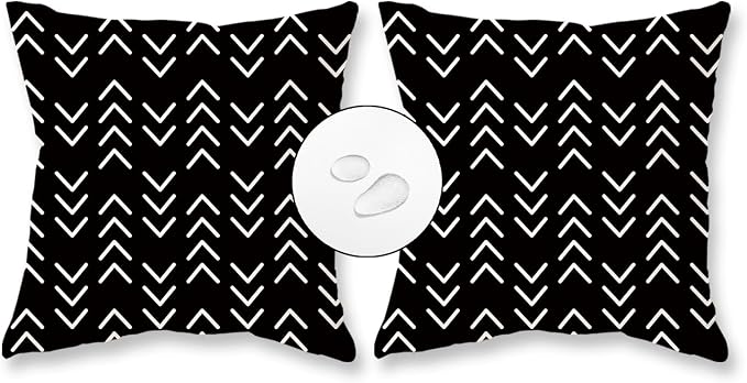 TAJWE Outdoor Arrow Pillow Covers Waterproof 18x18 Set of 2 Black and White Modern Geometry Outdoor Pillows Decorative Cushion Cases for Patio Furniture Sofa Couch Porch